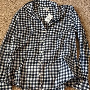 J. Crew Black and White Checkered Button-Down Shirt